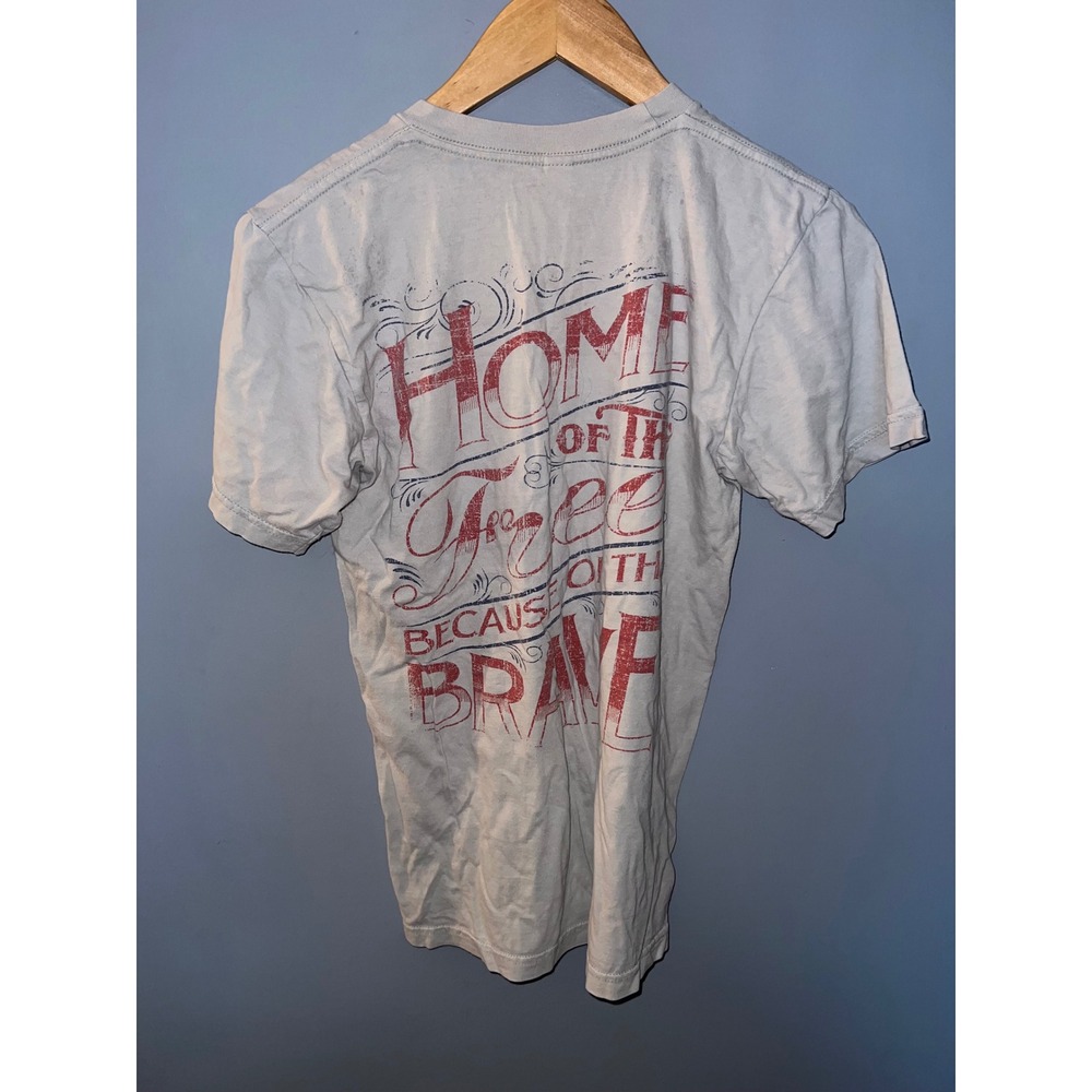 American Apparel Grey Patriotic Graphic T-Shirt Home of the Free Small